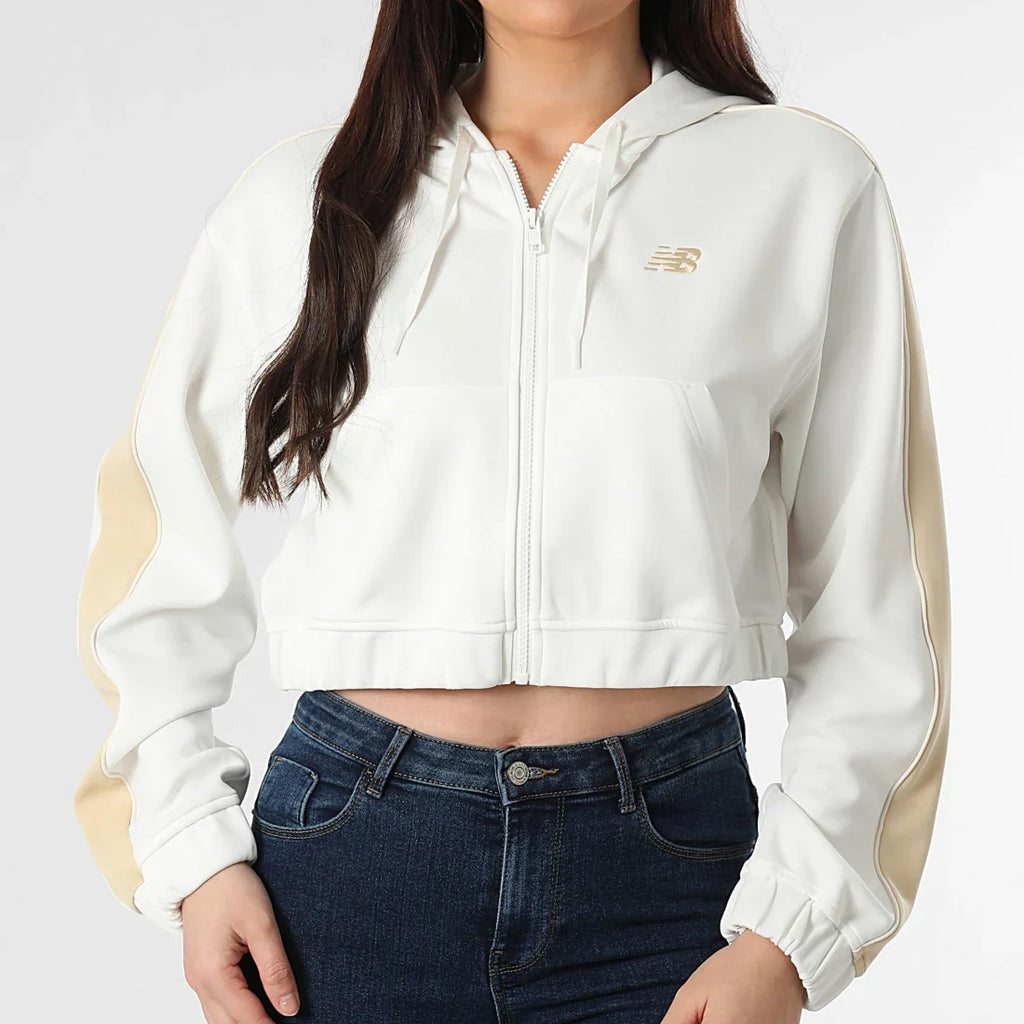 Sweat Capuche Zippé A Bandes Crop