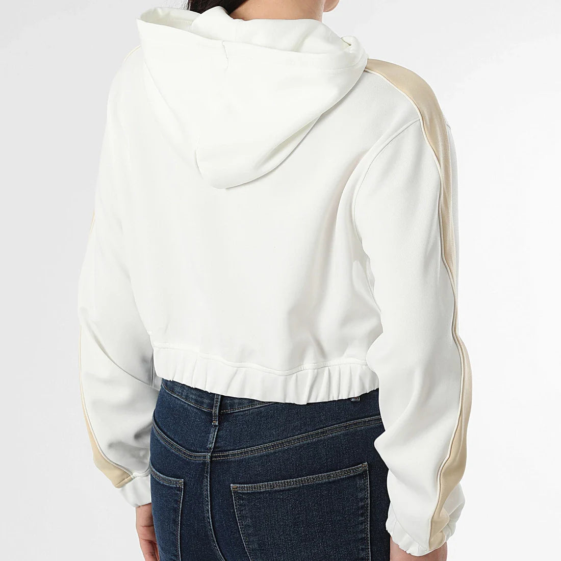 Sweat Capuche Zippé A Bandes Crop